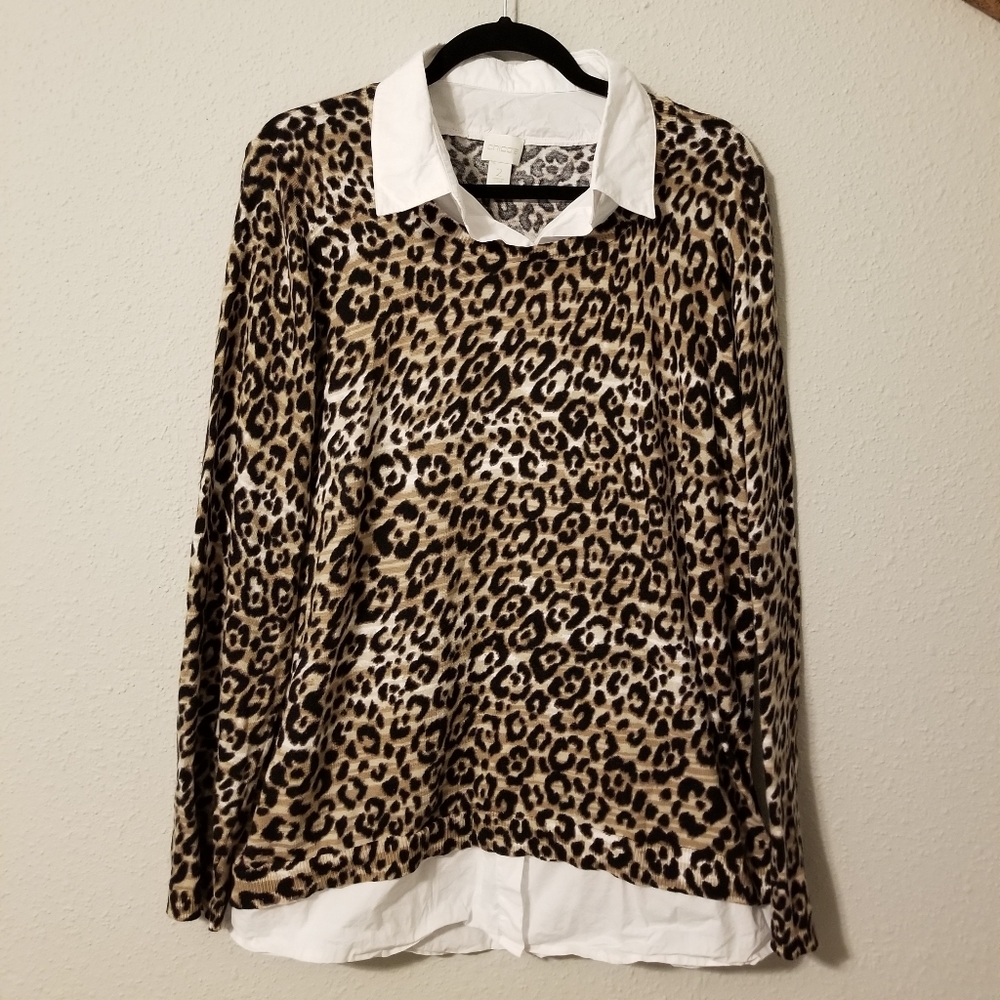 Chicos Long Sleeve Collar Shirt